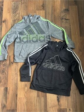 Adidas YS Kids' Hooded Sweatshirt - Grey & Black